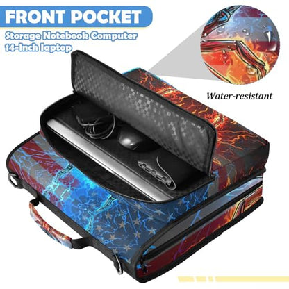 Fire and Lightning Spider 3 Ring Zipper Binder Bag with Laptop Pockets and Shoulder Strap Tote Binders Organizer Case for School Office - color: Lightning Spider