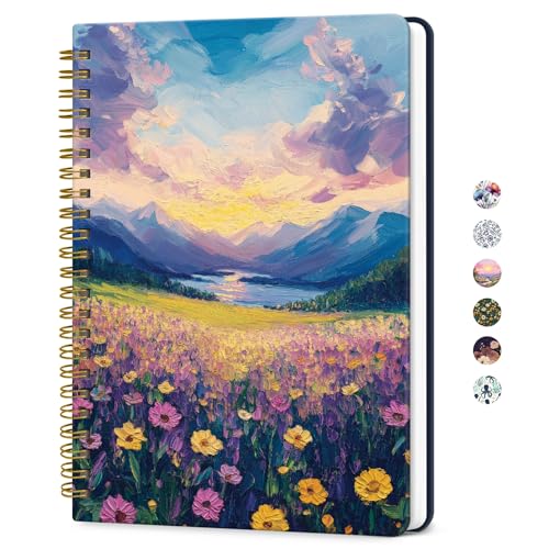 ZOTIA Lined Spiral Journal for Women, A5 Aesthetic Hardcover Notebook for Work, School & Note Taking, Pretty College Ruled Journal, 140 Pages, 6" x 8", Blush Horizon - color: J-Blush Horizon
