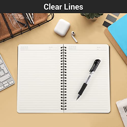 EUSOAR Hardcover College Ruled Spiral Notebooks, A5 3Packs 5.5"x8.3" 120 Pages Lined Travel Writing Subject Notebooks Journal, Memo Notepad Sketchbook, School Office Business Diary Journal - color: Black, Blue, Kraft, size: 3 Packs