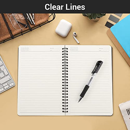 EUSOAR Hardcover College Ruled Spiral Notebooks, A5 3Packs 5.5"x8.3" 120 Pages Lined Travel Writing Subject Notebooks Journal, Memo Notepad Sketchbook, School Office Business Diary Journal - color: Black, Blue, Kraft, size: 3 Packs