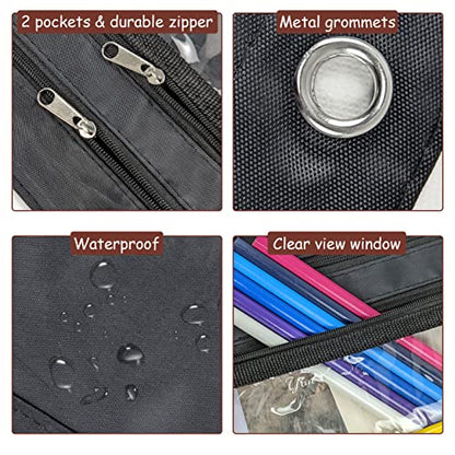 YoeeJob 1 Pack Pencil Pouch for 3 Ring Binder, Expandable Binder Pouches with Zipper, Large Capacity Pen Holder Case with Clear Window School Class Office Organizers, Black - color: Black