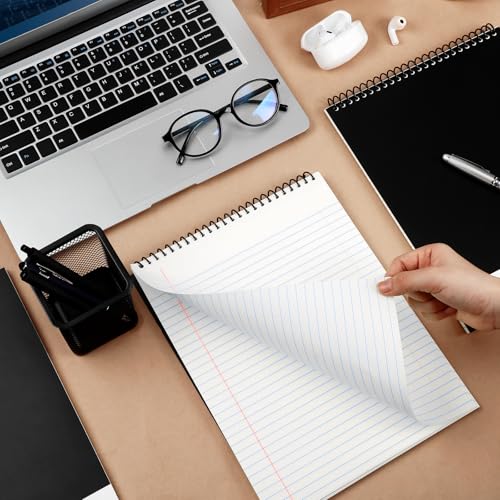 Resurhang 6 Pcs Legal Pad Top Spiral Bound Notebook 70 Sheets Double Sided College Ruled Paper Notepad Memo Steno Pad with Stiff Cover for Business College(8.5 x 11 Inches,No Holes,White) - color: White, size: 8.5 x 11 Inches, style: No Holes
