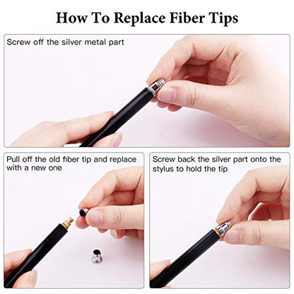 StylusHome Stylus Pens for Touch Screens(6 Pcs),Sensitivity 2 in 1 Fiber Tips Capacitive Stylus with 12 Extra Replaceable Tips for iPad iPhone Tablets Samsung Galaxy All Universal Touch Screen Devices