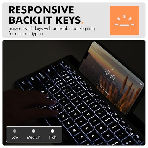 X9 Performance Bluetooth Small Wireless Keyboard with Phone Holder - (BT + 2.4Ghz) - Ready for Travel - Compact Keyboard for Tablet, Phone, Office - Backlit, Portable, Multi-Device - PC, Mac, Android