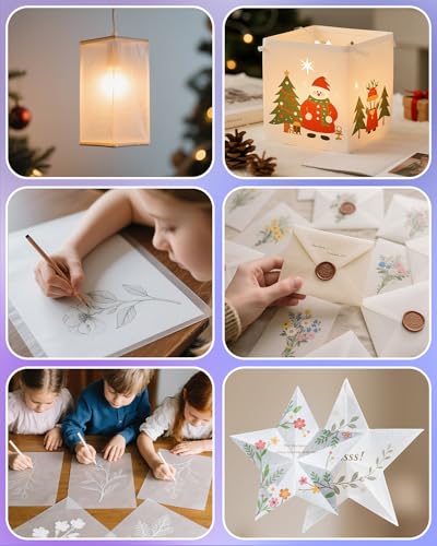 120 Sheets Translucent Vellum Paper 8.5 x 11 Inch, Printable 100gsm/68lb Tracing Paper for Invitations, Greeting Cards, Drawing, Sketching and Writing - color: 120 SHEETS
