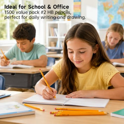 Shuttle Art 1500 Pack #2 HB Pencils Pre-Sharpened, Bulk Pencils with Erasers