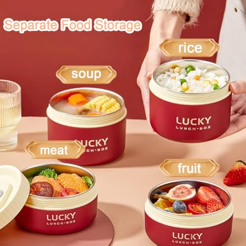 Portable Insulated Lunch Containers, Stainless Steel Bento Box Adult Lunch Box with Insulated Lunch Bag, 4 Separate Stackable Lunch Container for Adult, Red - color: 4 Tier-Red