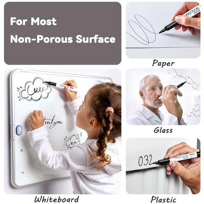 Dry Erase Markers Fine Tip - 24 Pack Fine Point Thin Black White Board Markers Bulk, Low Odor Whiteboard Markers for Office Classroom School White Board