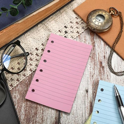 Ireer 6 Hole Mini Lined Paper Refill 200 Sheets Blank Planner Refills Loose Leaf Papers 3 x 5 Inches for Binders Planner Inserts Mini Ruled Filler Books Memo Papers Notebooks(Pink Blue Yellow Green) - color: Pink Blue Yellow Green