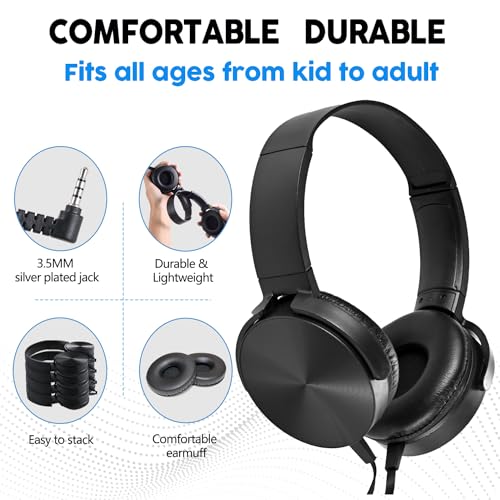 Kids Headphones for School Bulk 2 Pack,Durable Wired Classroom Headphones for Kids,Students,Children Toddler Teen Boys Girls and Adult - size: 2 PACK