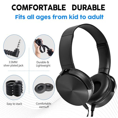 Kids Headphones for School Bulk 2 Pack,Durable Wired Classroom Headphones for Kids,Students,Children Toddler Teen Boys Girls and Adult - size: 2 PACK
