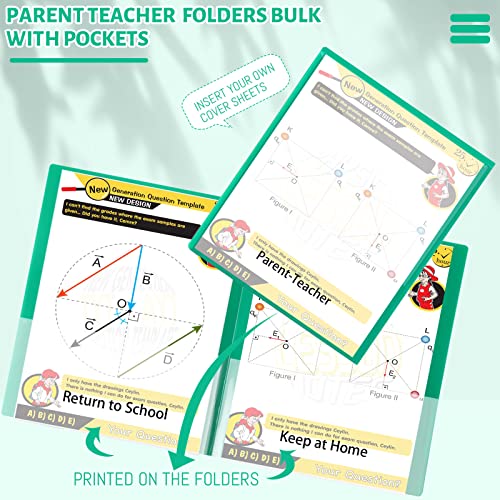 PerKoop 72 Pcs Take Home Folders Bulk Parent Teacher Communication Folder with 2 Pockets Plastic Homework Folder for Student Parent Teacher Classroom Back to School Supplies 11.73 x 9.45'' (Green) - color: Green