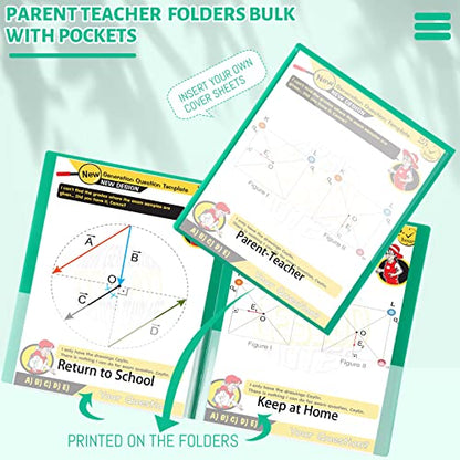 PerKoop 72 Pcs Take Home Folders Bulk Parent Teacher Communication Folder with 2 Pockets Plastic Homework Folder for Student Parent Teacher Classroom Back to School Supplies 11.73 x 9.45'' (Green) - color: Green
