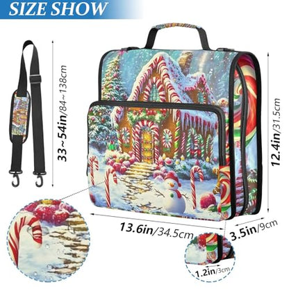 3 Ring Zipper Binder with Shoulder Strap Christmas Candy House Gingerbread 1.5 inch Binders Keeper Large Capacity Multi Pockets for School Office Supplies
