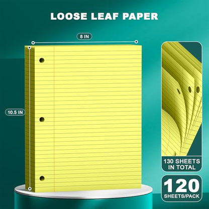 Yellow Note Pads 8 X 10.5 Loose Leaf Paper, 120Sheets, 3 Hole Punched Lined Paper, College Ruled 8 X 10.5 Notebooks, 10-1/2" X 8 Binder Writing Pads, Filler Paper for Office, School Supplies - style: Yellow-1 Pack