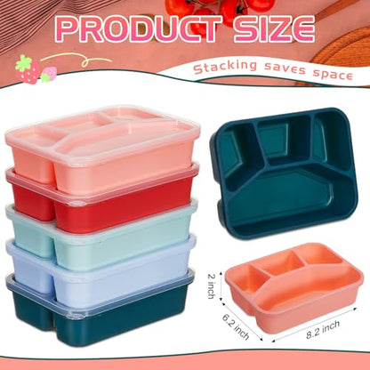 Honeydak 5 Pack Snack Containers 4 Compartment Bento Snack Boxes Reusable Lunchable Containers with Lids Divided Meal Prep Lunch Food Storage Box for School Work Travel(Melon,Mixed) - color: Melon, style: Mixed