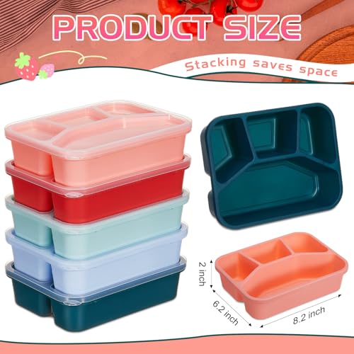Honeydak 5 Pack Snack Containers 4 Compartment Bento Snack Boxes Reusable Lunchable Containers with Lids Divided Meal Prep Lunch Food Storage Box for School Work Travel(Melon,Mixed) - color: Melon, style: Mixed