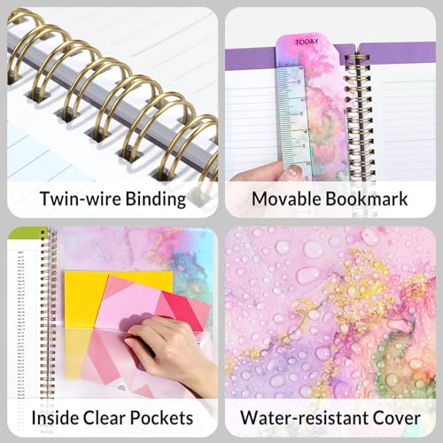 SUNEE Teacher Planner 2026-2027 Academic Year, Lite Lesson Planner Book with 7 Periods Jul 2026 - Jun 2027, 8.5"x11" Daily Weekly and Monthly Organizers, Plan Book with Pocket, Color Tabs, Pink Marble - color: Marble