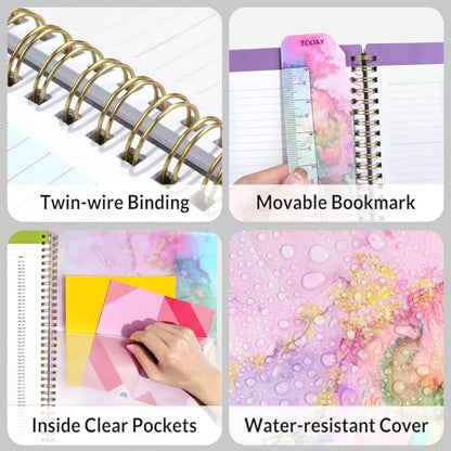 SUNEE Teacher Planner 2026-2027 Academic Year, Lite Lesson Planner Book with 7 Periods Jul 2026 - Jun 2027, 8.5"x11" Daily Weekly and Monthly Organizers, Plan Book with Pocket, Color Tabs, Pink Marble - color: Marble