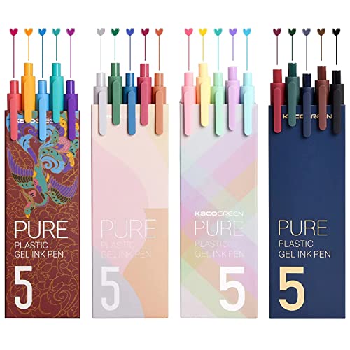 Kaco Gel Pens 20 Assorted Color Ink 0.5mm Fine Point, Cute Stationery Journaling Note Taking Pens Retractable Office Supplies - size: 1 Count (Pack of 20)