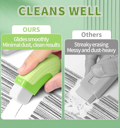 4+1 Pack Rubber Erasers Sliding Retractable Eraser, Large White Erasers for School Office Art Drawing Pencil Eraser for Kids- Green - color: Green