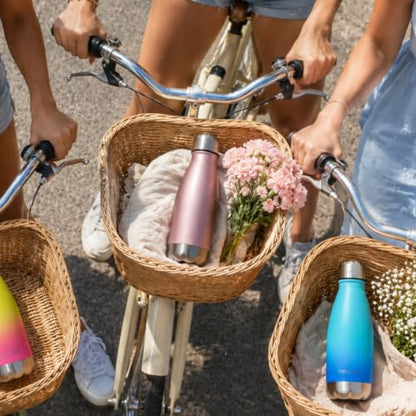 CHILLOUT LIFE 12oz Kids Insulated Stainless Steel Water Bottle, Leak Proof | Small Metal Water Bottle, Keeps Drinks Cold 24H & Hot 12H, Leak-Proof Screw Lid, Perfect for School, Travel & Sports - color: Rose Gold