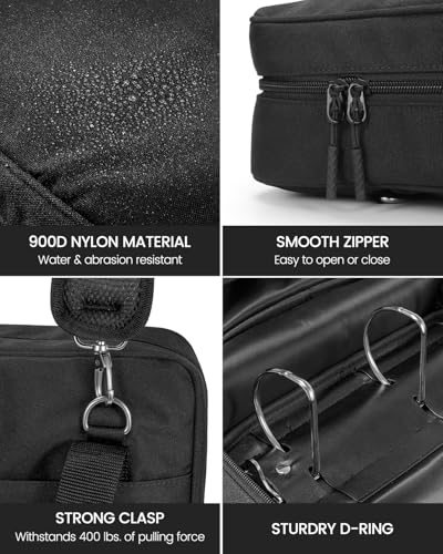 Realove 3 Inch 3 Ring Zipper Binder with Double Shoulder Strap & Handle - 3” D-Ring Binder with Zipper with Multi-Pocket (for 13” Laptop & Tablet and Smaller) for School-Black(Pen not Included) - color: Black