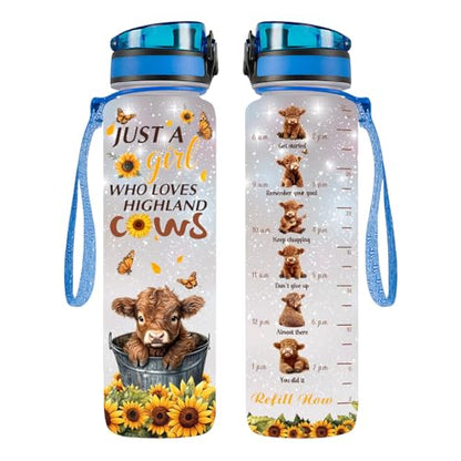 32oz Water Track Bottle, Remember To Drink Water Bottle, Bottle With Time Marker, Cow Motivational Insulated Water Bottle, Gifts For Family Friend, Birthday Gifts - color: Cows