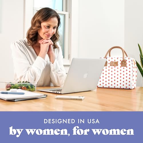 Fit & Fresh Bloomington Lunch Bag for Women - Insulated Large Lunch Box for Work with Containers, Leak-Resistant, Stain-Resistant, Zipper Closure, Strawberry - color: Strawberry