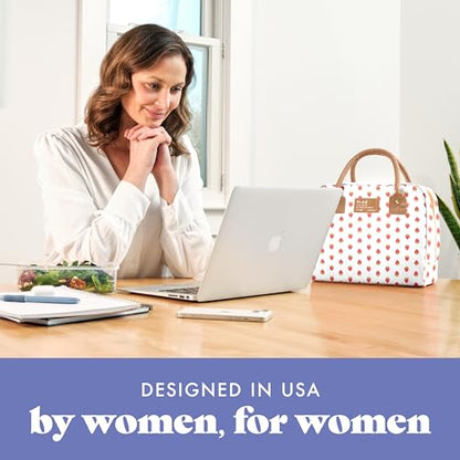 Fit & Fresh Bloomington Lunch Bag for Women - Insulated Large Lunch Box for Work with Containers, Leak-Resistant, Stain-Resistant, Zipper Closure, Strawberry - color: Strawberry