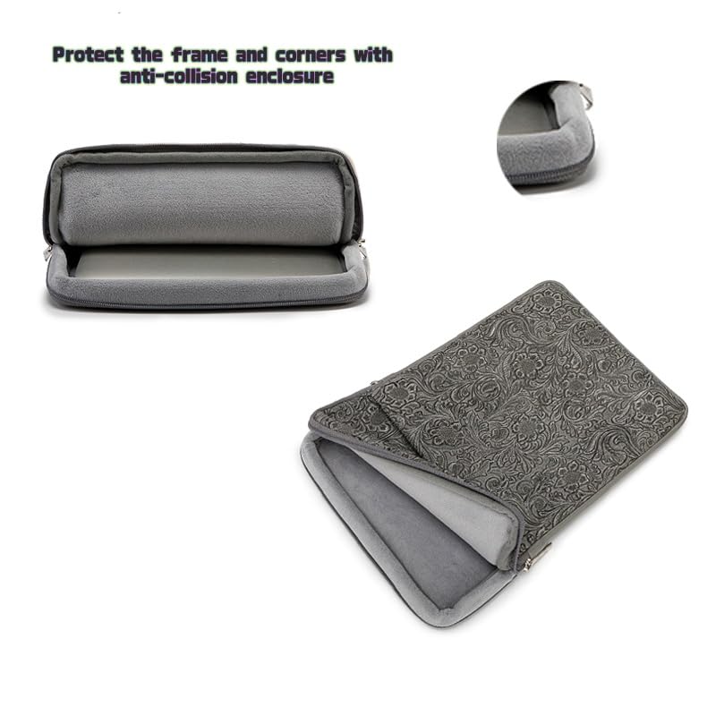 Kinmac 360° Protective Vertical Laptop Sleeve Case Cover Bag (Paisley Grey PU, 12.5 inch-13.3 inch) - color: Paisley Grey PU, size: 12.5 inch-13.3 inch