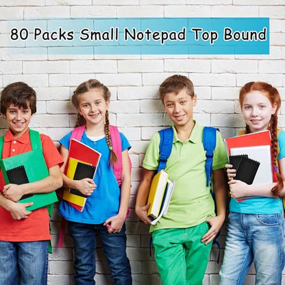 80 Pcs Mini Spiral Notebooks Bulk Black Pocket Notepads 3 x 5 Inch 60 Sheets/120 Pages Small Spiral Notepads for Kids School Classroom Office