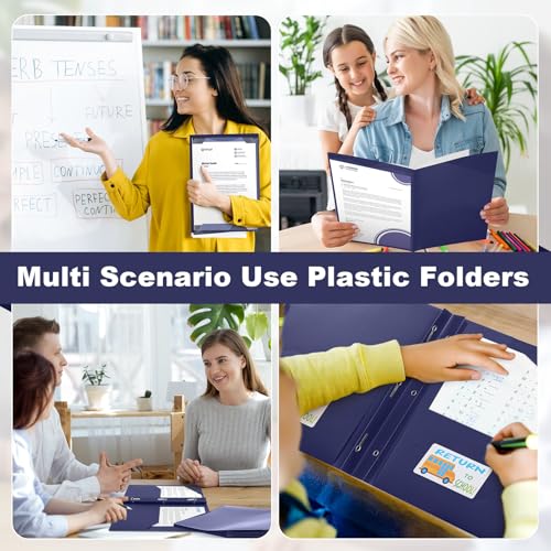 Henoyso 24 Set Take Home Folders with Clear Front Pocket, School-to-Home Communication Folder Bulk for Back to School Classroom, Heavy Duty Plastic Parent-Teacher Homework Folders (Dark Blue) - color: Dark Blue