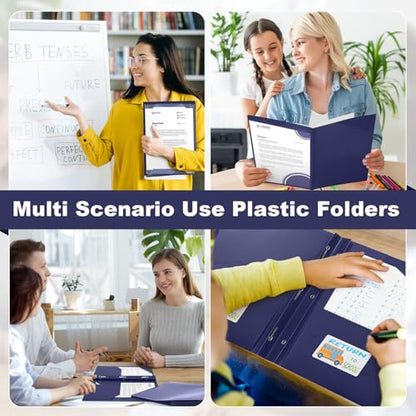 Henoyso 24 Set Take Home Folders with Clear Front Pocket, School-to-Home Communication Folder Bulk for Back to School Classroom, Heavy Duty Plastic Parent-Teacher Homework Folders (Dark Blue) - color: Dark Blue