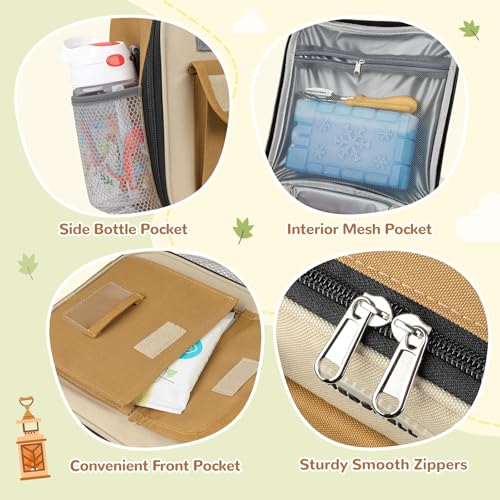 REDSHELL Lunch Box Kids, Large Insulated Lunch Bag for Boys Girls, Brown | Tactical Style, Cooler Lunchbag, Square Toddler Lunchbox, School & Daycare, Lunch Tote, Water Bottle Holder, Adjustable Strap - color: Brown