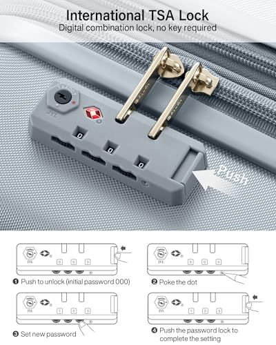 Hanke 20 Inch Expandable Carry On Luggage, 22x14x9 Airline Approved, TSA Lock Hard Shell Lightweight Suitcase for Men Women (Grey) - color: Grey, size: 20 Inch EXT