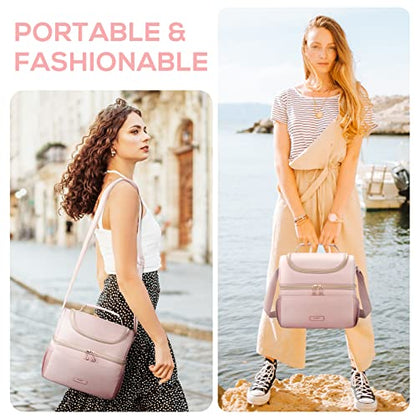 TOURIT Insulated Lunch Bag with Dual Compartment, Leakproof Cooler Tote for Work Office Picnic, Thermal Food Container Pink - color: 02-Pink
