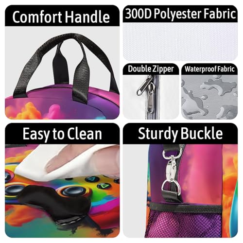 Gamer Lunch Bag Reusable Insulated Lunch Box Large Capacity Meal Tote for Kids Women Men Cooler Bag Waterproof Adjustable Shoulder Strap Game Lunch Tote for Work School Picnic Travel Hiking Office - color: Game09