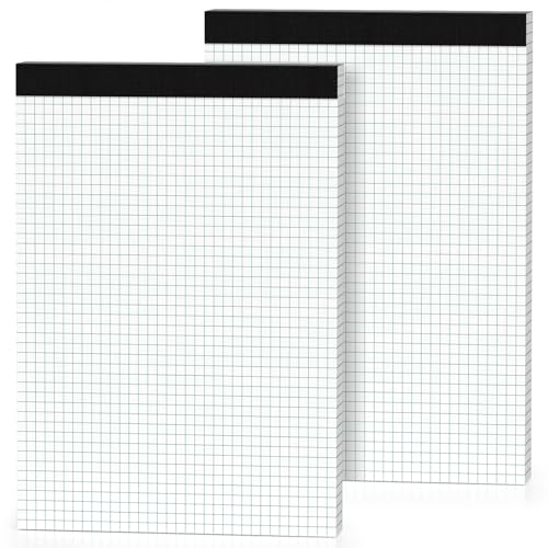 2 Pack Graph Paper Pad 8.5 x 11 Quad Ruled Graph Pads 4x4, White Grid Paper Pad Letter Size 8.5 x 11-Inch, Micro-Perforated Graph Paper Notebook Square Math Paper Writing Pads for Office School