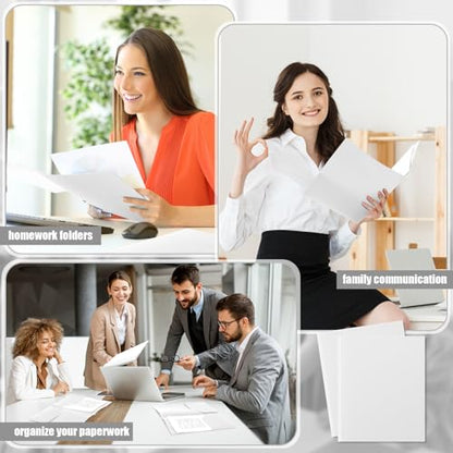 Gueevin 72 Pack Plastic Folder with Pockets, 2 Pocket Folders, Plastic Glossy Folders Fit Letter Size Paper, Heavy Duty Durable File Folder with Business Card for Home Office School (White) - color: White