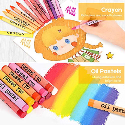iBayam Art Kit, 251-Pack Art Supplies Drawing Kits, Arts and Crafts Gifts Box for Adult, Art Set Case with Trifold Easel, Scratch Paper, Sketch Pad, Coloring Book, Crayons, Pencils - color: Black
