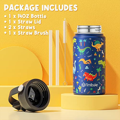 Fimibuke Kids Bento Lunch Box with 4 Compartments, Insulated lunch Bag, Stainless Steel Insulated Water Bottle, Ice Pack & Utensils Set, Birthday Gifts for Ages 3-12 Back to School Toddler Girls Boys - color: A8. Nautica Blue