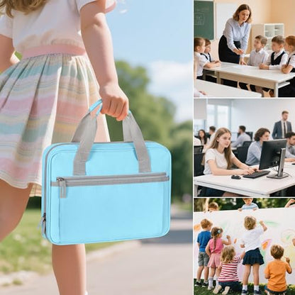 YARWO 2026 Upgraded Zipper Binder with 3 Pencil Pouches, 3 Ring Binder Bag | Small File Organizer, Multi Pockets, Padded Sleeve Fits 13” iPad, ID window, 1.2" O Ring, for School, Office, Work, Blue - color: Blue