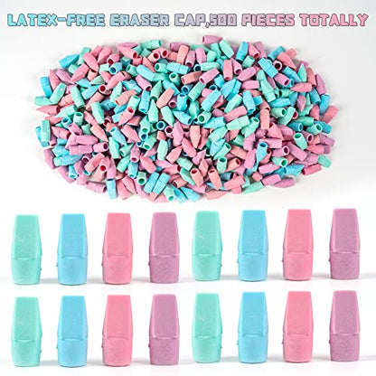 500 Pack Pencil Eraser Caps Pastel Colors Latex Free Pencil Pencil Eraser Toppers Arrowhead Caps Erasers for School Supplies,Light Color - color: Light Colour