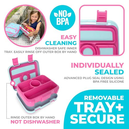 kinsho Bento Lunch Box with Water Bottle, Insulated Bag & Ice Pack Set for Kids Toddlers Girls, 4 Portion Sections, Removable Tray, Pre-School Kid Toddler Daycare Lunches, Snack Container, Pink Koala - color: Koala Set