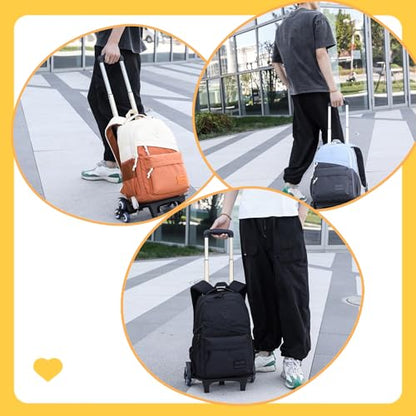 Mfikaryi Rolling Backpack Elementary Backpack with Wheels for Kids, Boys Girls Roller Bag-2 Wheels - color: A-2 Wheels-Black, size: 2 Wheels