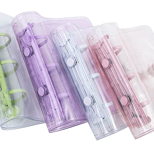 Leadigol 4-Piece Mini Transparent 3-Ring Binder Covers - Soft PVC Notebook Protector - Photo Album & Loose-Leaf Pages