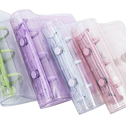 Leadigol 4-Piece Mini Transparent 3-Ring Binder Covers - Soft PVC Notebook Protector - Photo Album & Loose-Leaf Pages