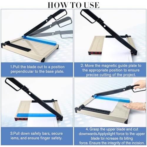 12" Guillotine Paper Cutter and Trimmer with Corner Rounder Cutter & Sharpening Stone,Heavy Duty 16 Sheet Capacity Metal Base for A4,Cardstock,Photo Paper,Office School Craft Use-Updated