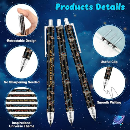 Sinload 60 Pcs Mechanical Pencil Bulk, 0.7 mm Cute Motivational Mechanical Pencil for Writing, Sketching, Drawing, Gifts from Teacher Reward Office Supplies Bee Party(Space) - style: Space